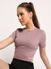 Women Round Neck Half Sleeve Sports Crop Top