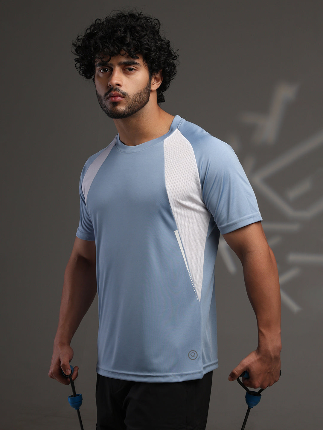 Men's Half Sleeves Dry Fit Gym T-shirt Blue White
