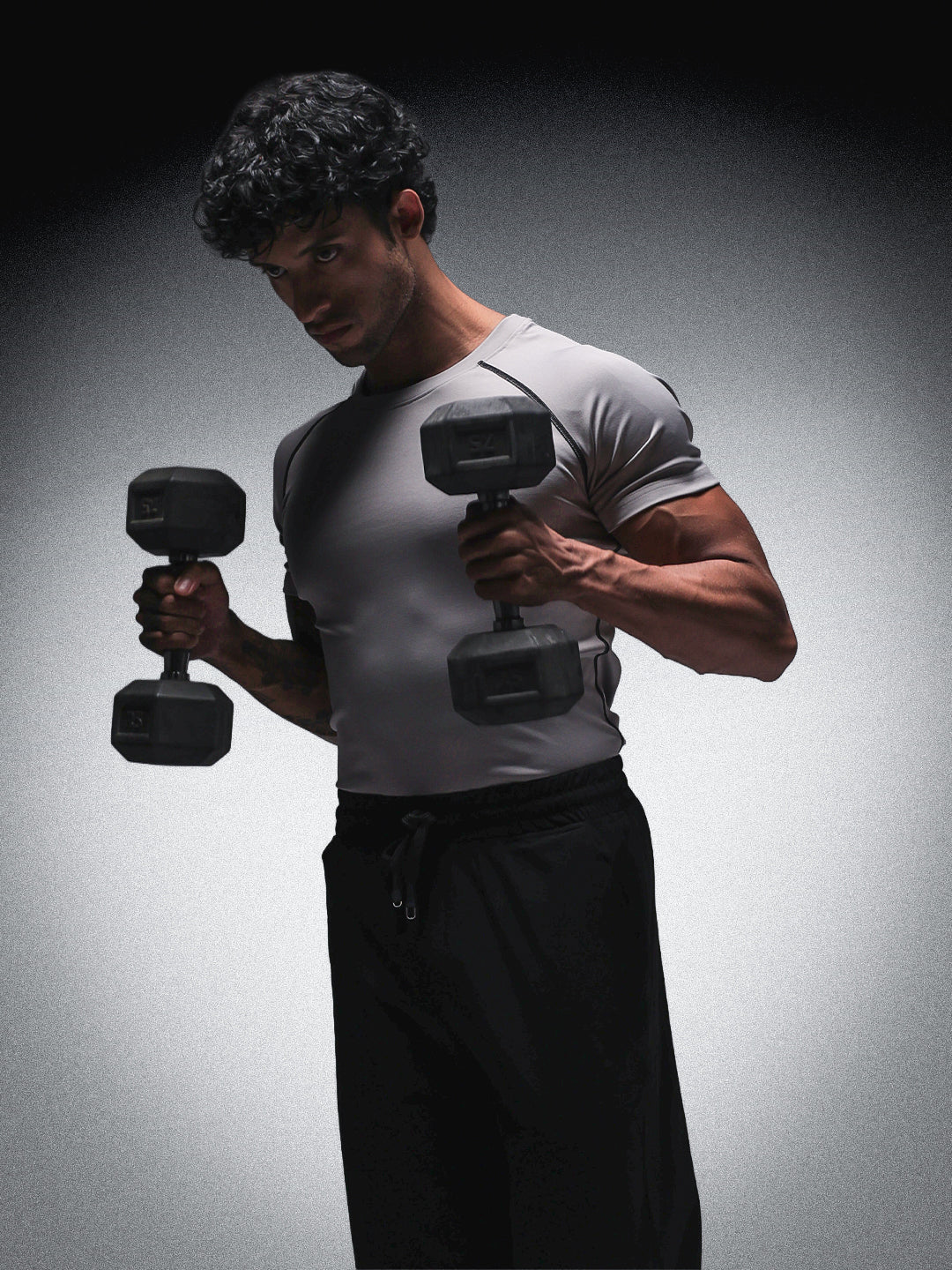 Men’s Performance Compression T-Shirt for Gym Grey
