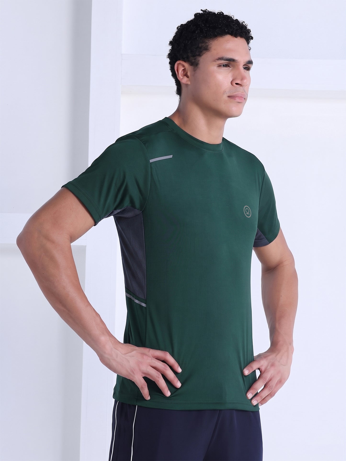 Men's Dry Fit Half Sleeve Gym T-Shirt Dark Green
