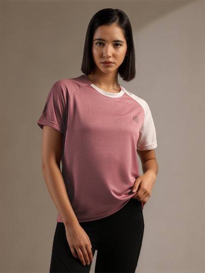 Women's Half Sleeves Sports Gym T-shirt Pink White