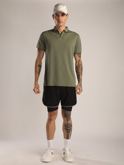 Men's Olive Green Sports Polo T-shirt
