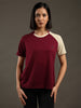 Women's Half Sleeves Sports Gym T-shirt Wine Beige