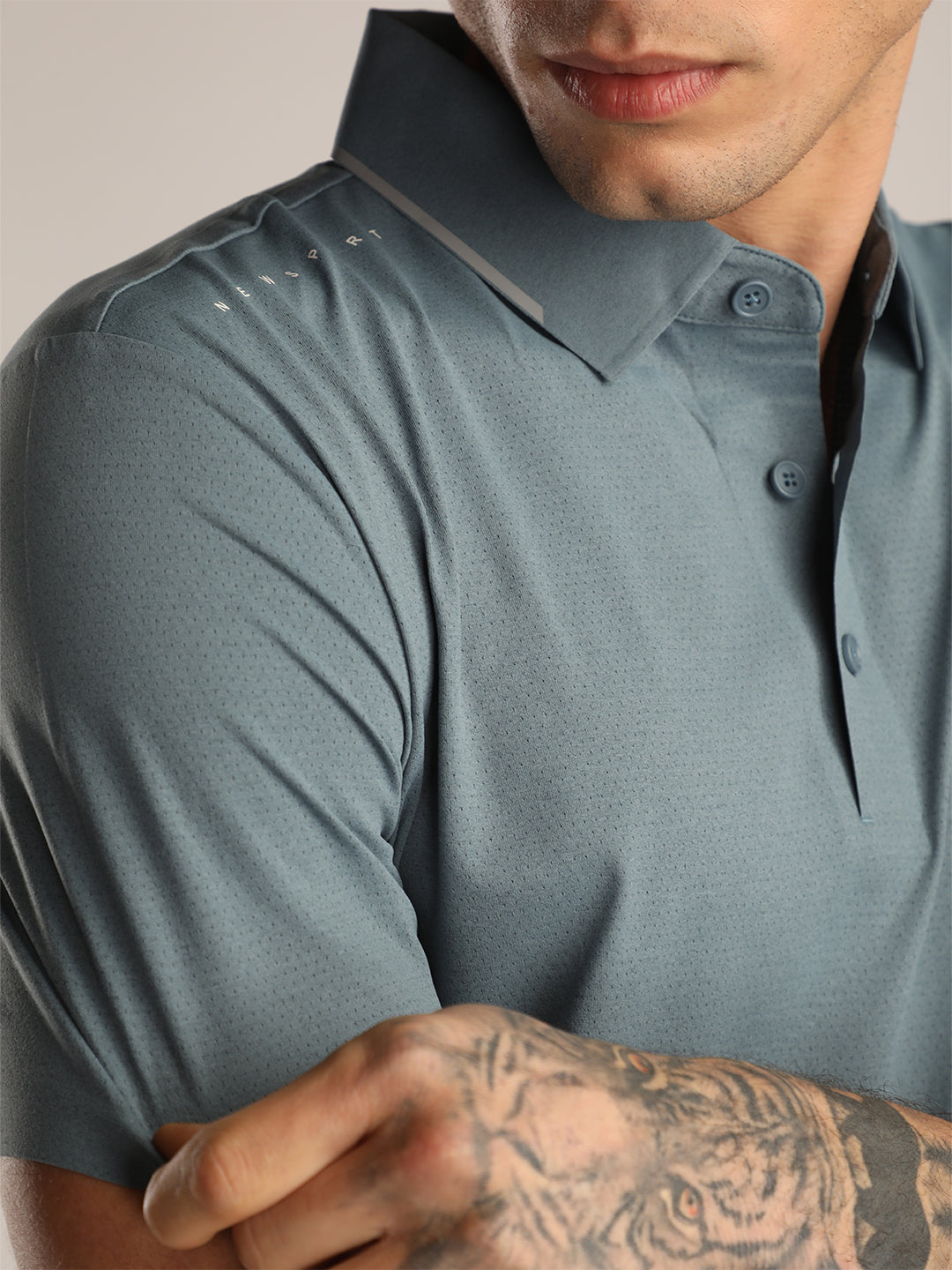 Men’s Greyish Blue Premium Polo Sports T-Shirt