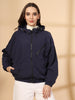 Women WiWOMENWC14NAVYnter Sports Oversized Windcheater Hooded Jacket