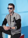 Men Oversized Winter Wear Varsity Jacket with Ribbed Cuffs