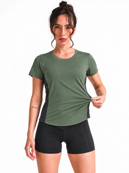 Women's Half Sleeve Dry Fit Active Wear Sports T-shirts Green