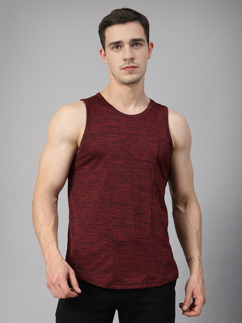 Men Wine Regular Fit Sleeveless Sports Tanktop