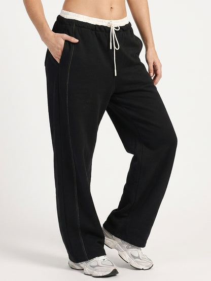 Women’s Black Relaxed Fit Athleisure Track Pants