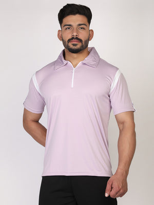 Men's Polo Neck Regular Fit Gym Sports Zipper T-Shirt