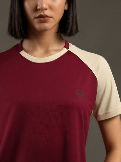 Women's Half Sleeves Sports Gym T-shirt Wine Beige