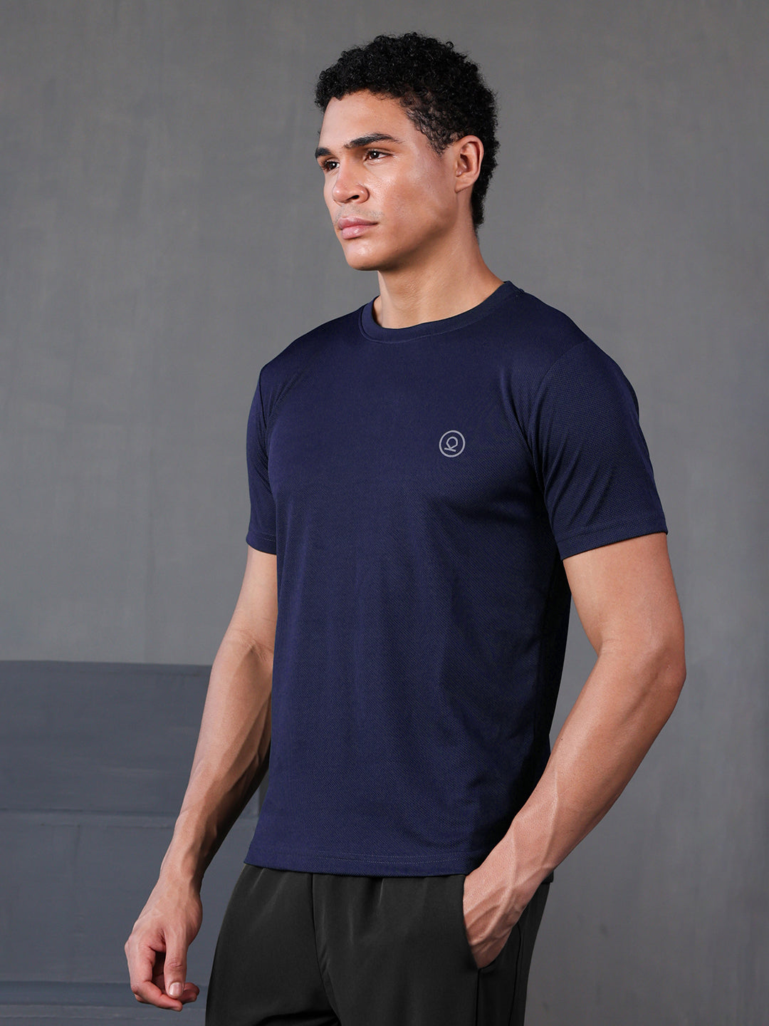 Men's Half Sleeves Dry Fit Gym Tshirt Navy Blue