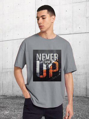 Men Oversized Cotton Printed Round Neck T Shirts