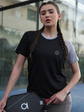 Women's Half Sleeves Sports Gym T-shirt Grey Black
