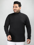 Men Black Winter Wear Cotton High Neck Regular Fit T Shirt