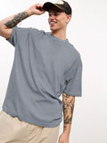 Men Oversized Cotton Solid Round Neck Tshirts