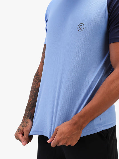 Men's Solid Raglan Dry Fit Gym T-Shirt Blue Navy