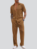 Men Polyester Summer Co-ord Set with Polo Neck