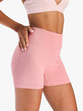 Women's Seamless Ribbed High-Waist Biker Shorts Pink