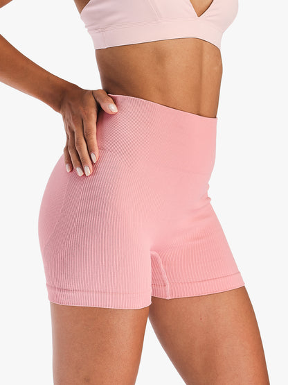 Women's Seamless Ribbed High-Waist Biker Shorts Pink