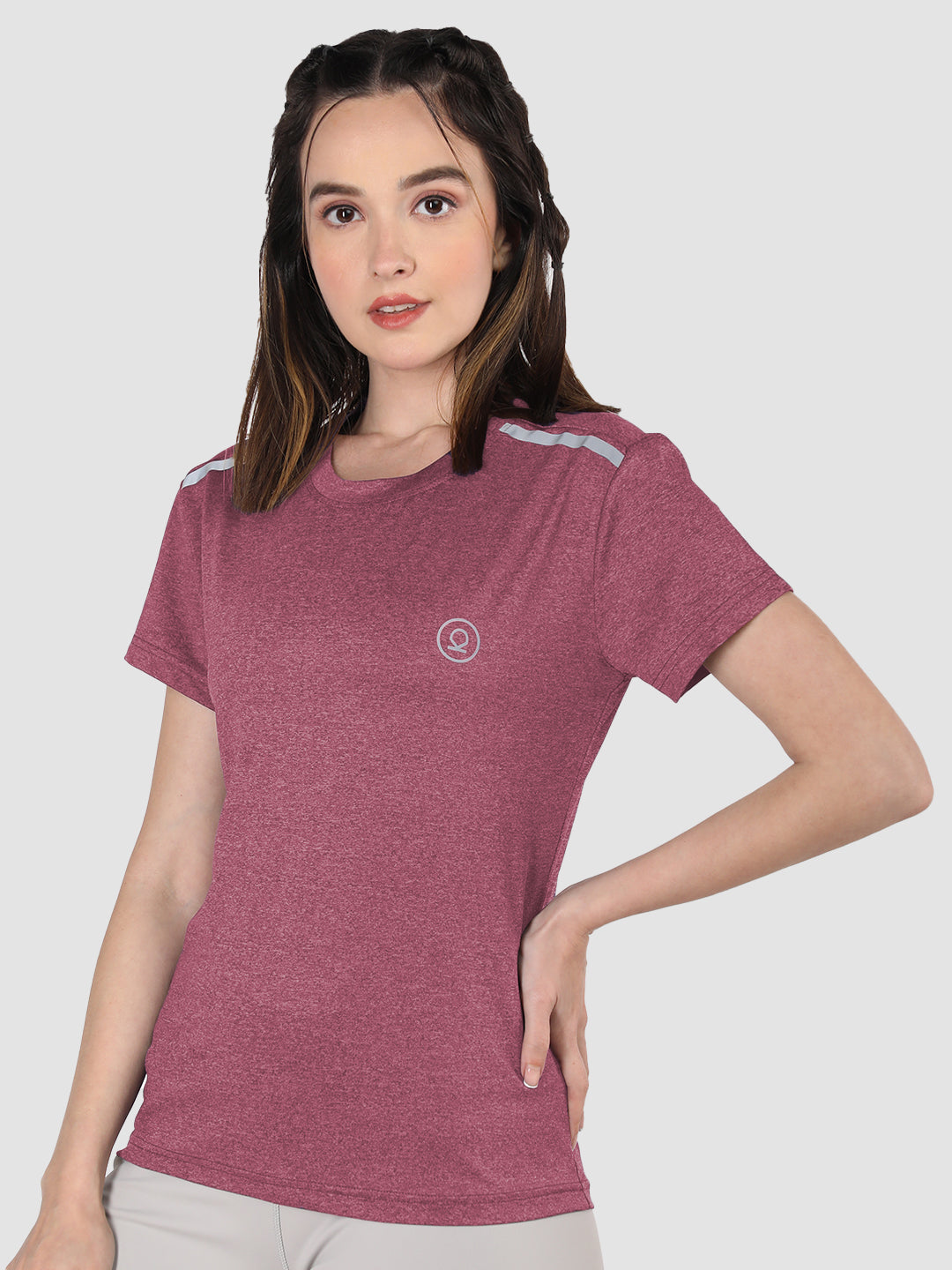 Women's Half Sleeve Dry Fit Gym T-Shirt Maroon