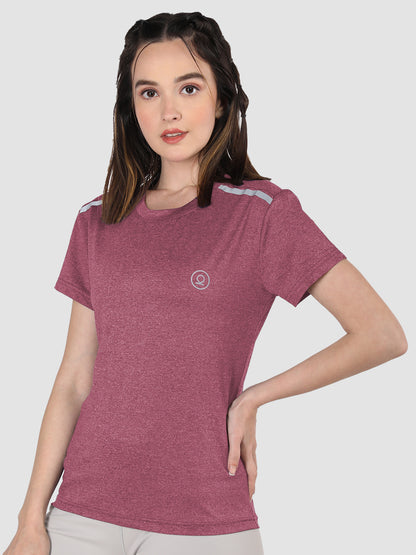 Women's Half Sleeve Dry Fit Gym T-Shirt Maroon