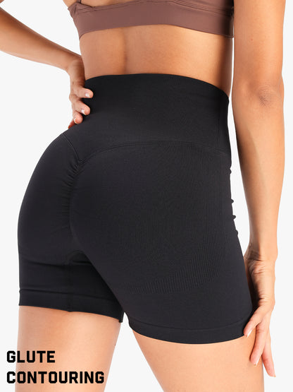 Women's High-Waist Seamless Stretch Yoga Shorts Black