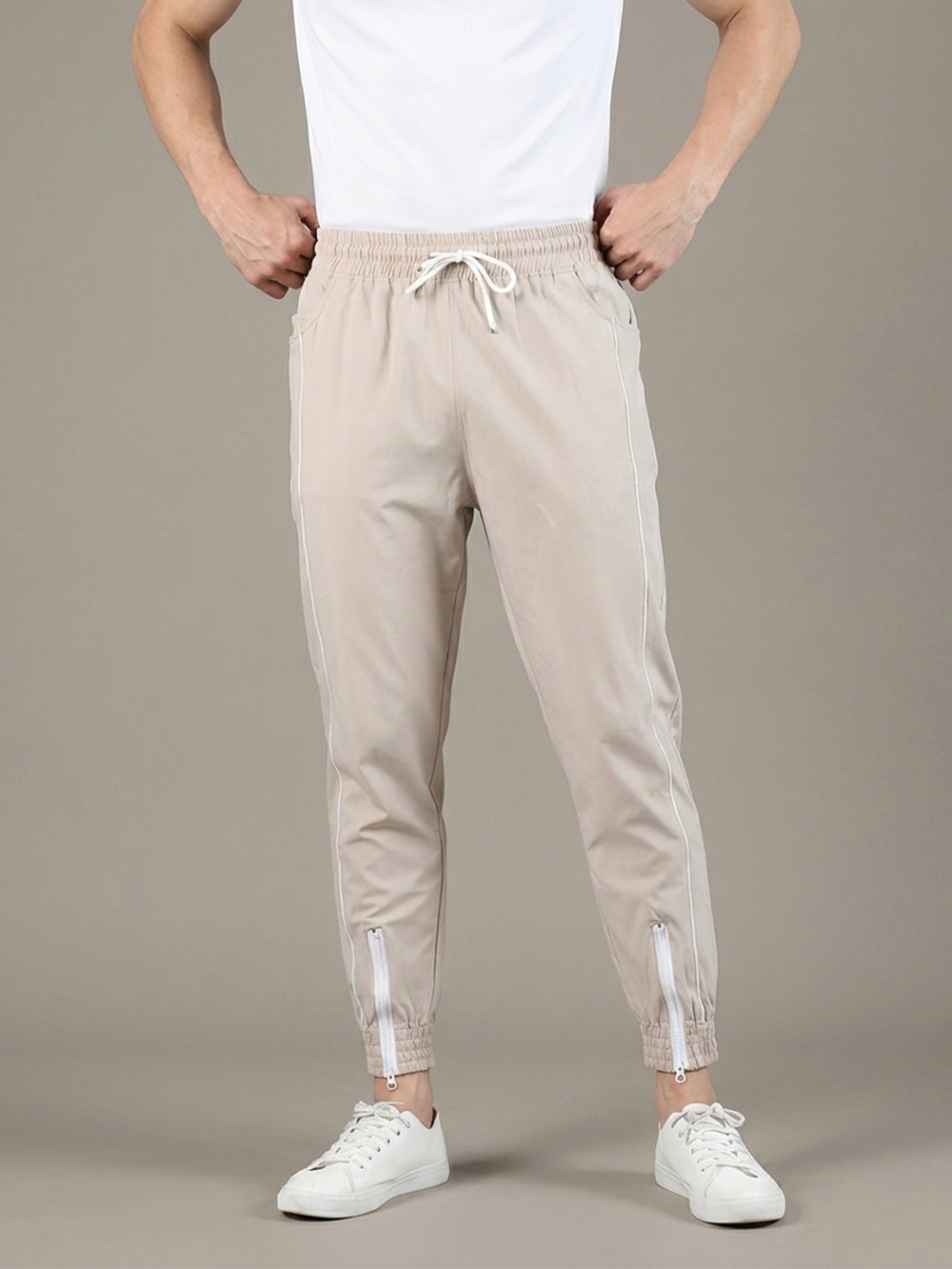 Men Beige Gym Training Sports Trackpant
