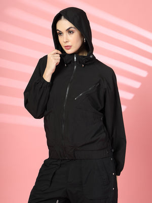 Women Winter Sports Oversized Windcheater Hooded Jacket