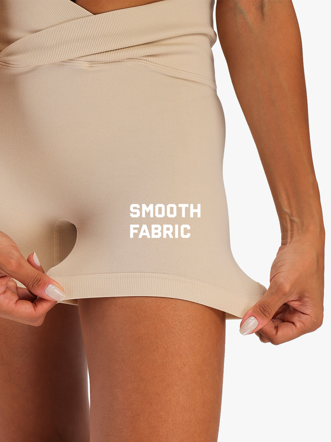 Women's High-Waist Seamless Stretch Yoga Shorts Beige