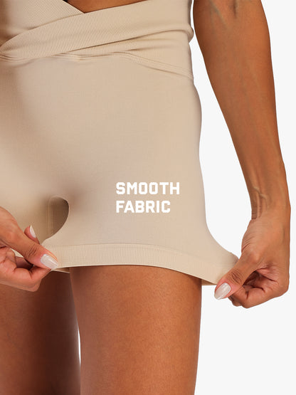 Women's High-Waist Seamless Stretch Yoga Shorts Beige