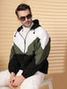 Men Colourblocked Hooded Windcheater Oversized Sports Jacket