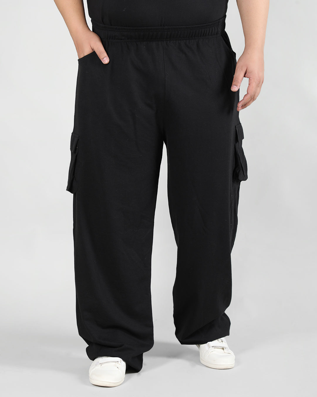 Men Black Plus Size Baggy Trackpant With Pockets – Chkokko
