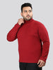 Men Maroon Winter Wear Cotton Turtle Neck Regular Fit T Shirt