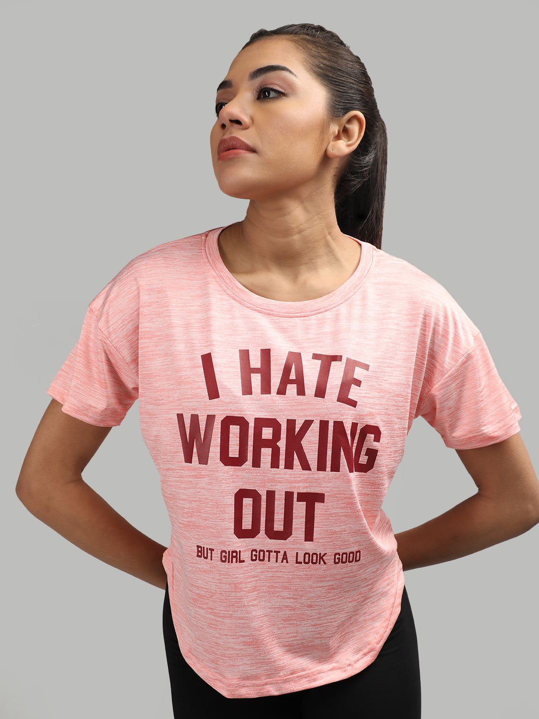 Women Round Neck Dry Fit Gym Sports T-Shirt