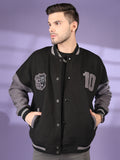 Men Oversized Winter Wear Varsity Jacket with Ribbed Cuffs