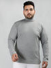 Men Light Grey Winter Wear Cotton Turtle Neck Regular Fit T Shirt