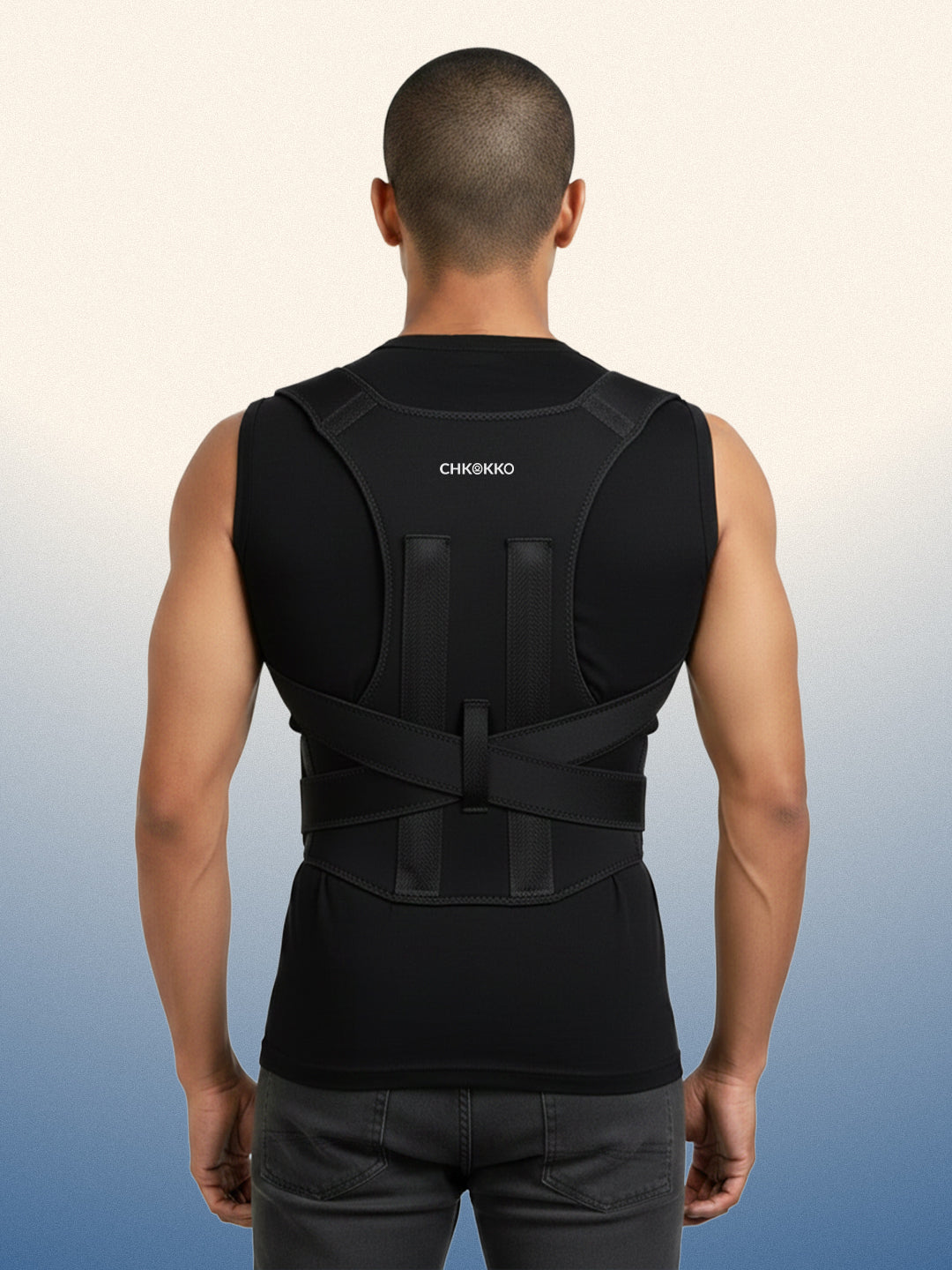 CHKOKKO Posture Corrector Belt for Men & Women | Adjustable Upper Back & Spine Support Brace
