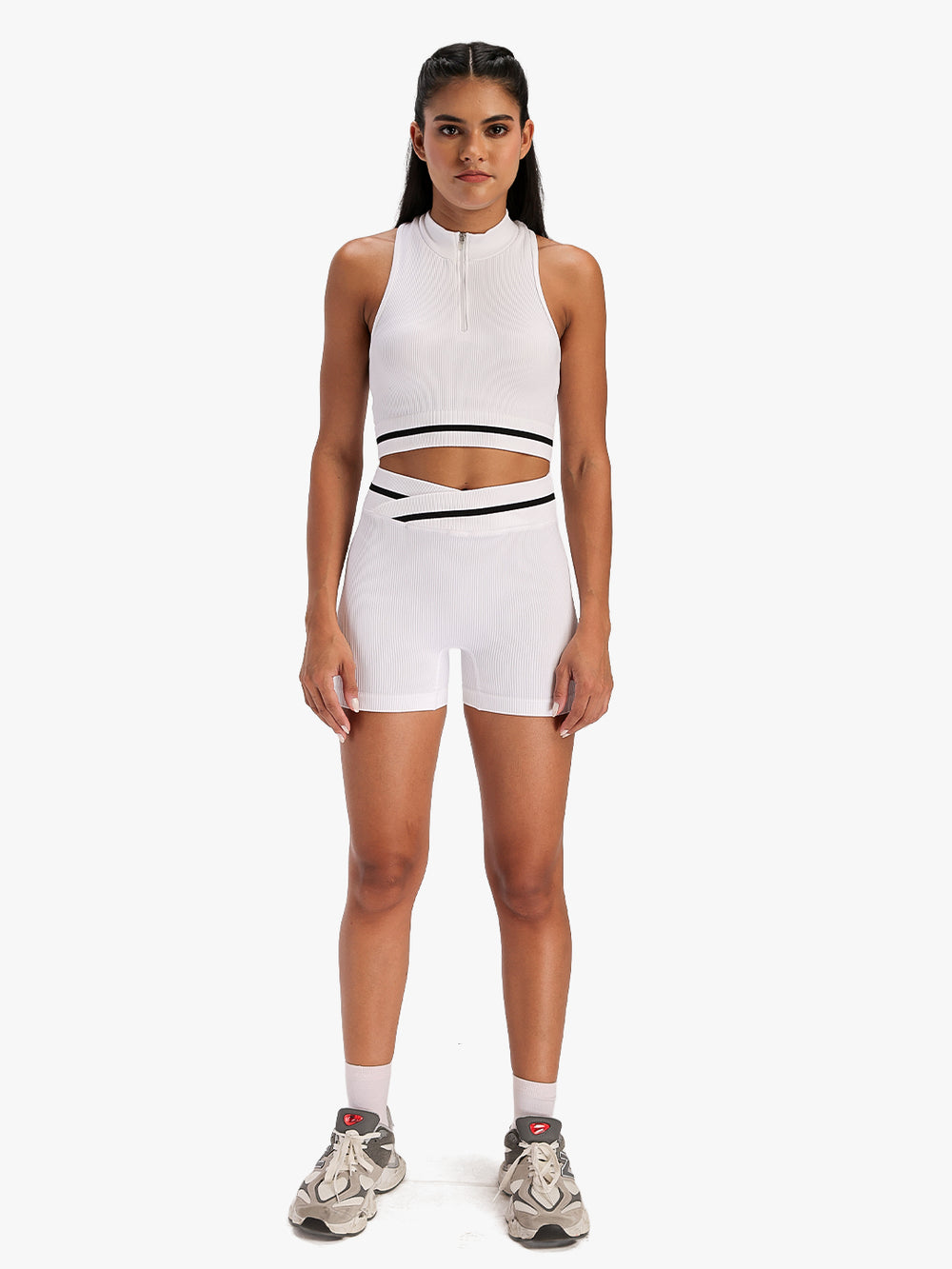 Women's Ribbed Activewear Co-Ord Set White