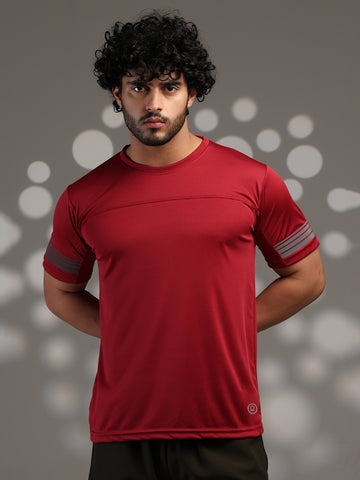 Men's Half Sleeves Dry Fit Gym T-shirt Maroon