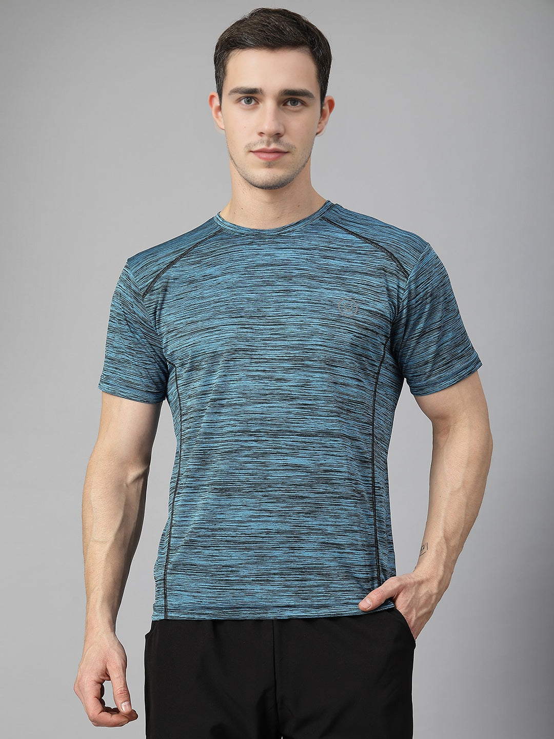 Men's Half Sleeves Dry Fit Gym Sports T-Shirt Sea Green