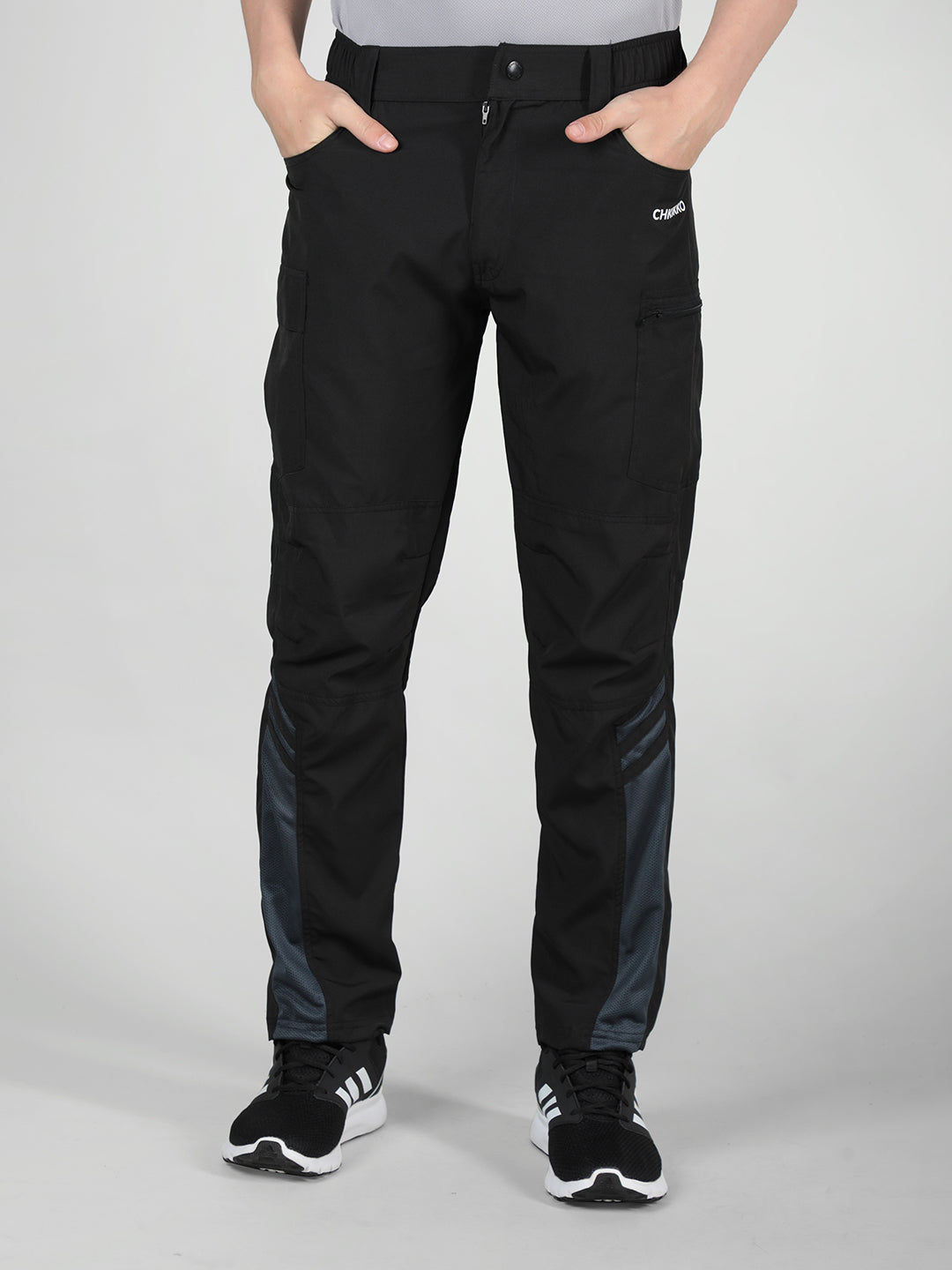 Men Black Grey Everyday Active Trouser