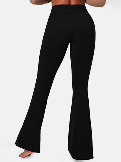 Women's High Waist Solid Flared Pants Black
