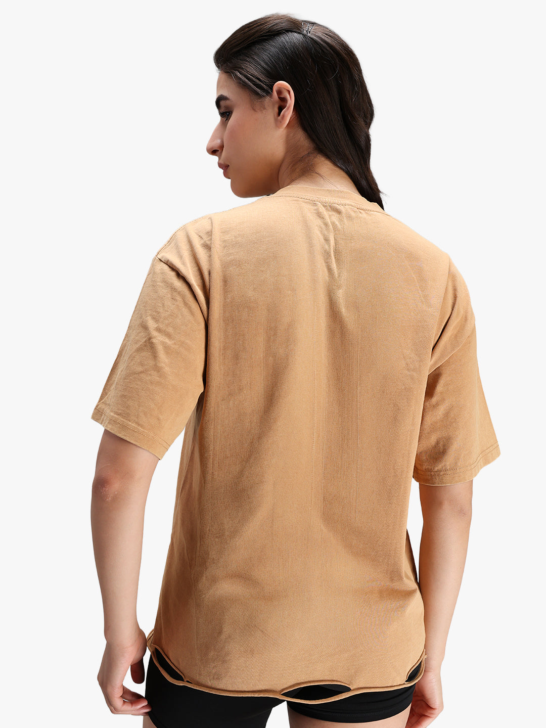 Women's Oversized Acid Wash T-shirt Khaki