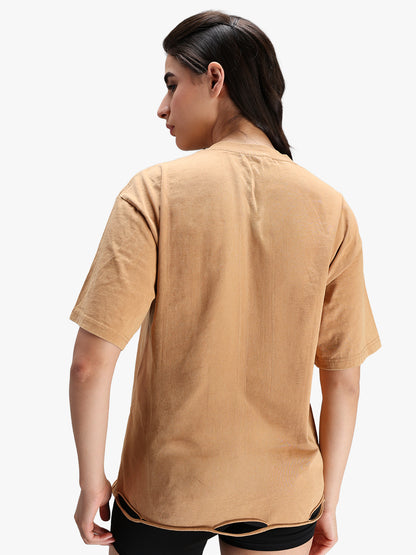 Women's Oversized Acid Wash T-shirt Khaki