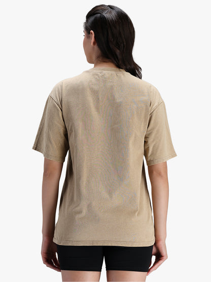 Women's Oversized Acid Wash T-shirt Beige