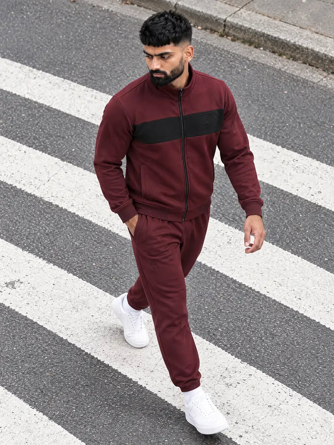 Wine Black Heavy Fleece Winter Tracksuit Men