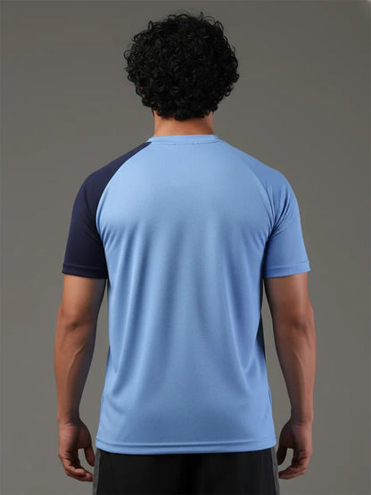 Men's Half Sleeves Sports Gym T-shirt Iceblue Navy