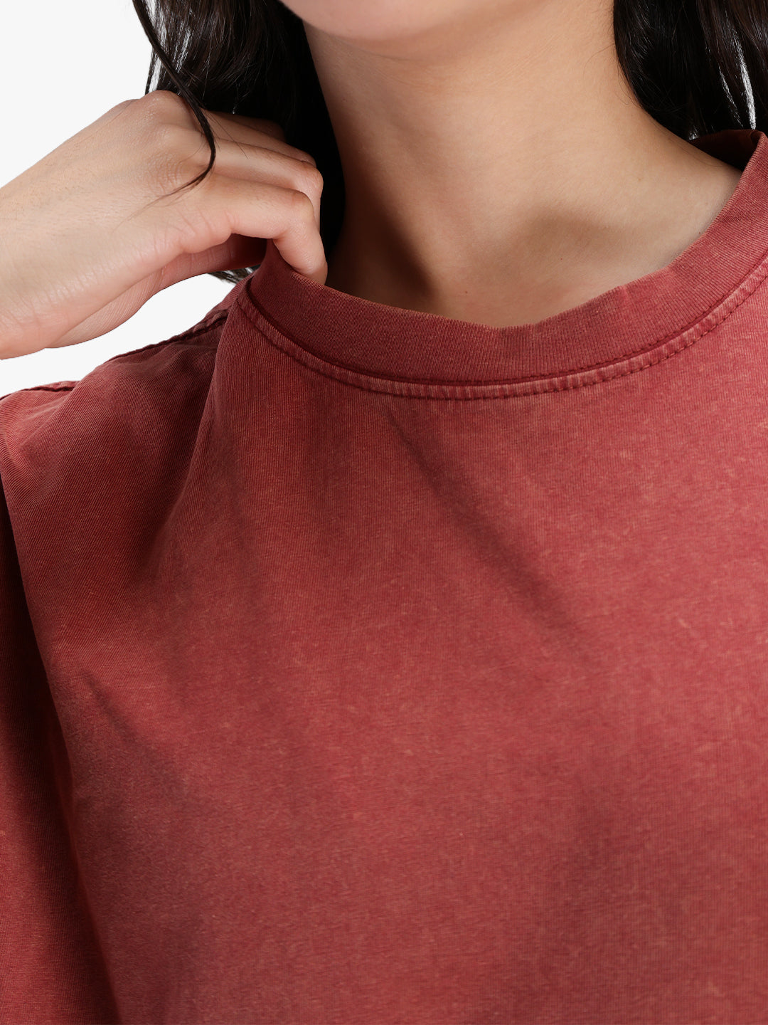 Women's Oversized Acid Wash T-shirt Rust Red