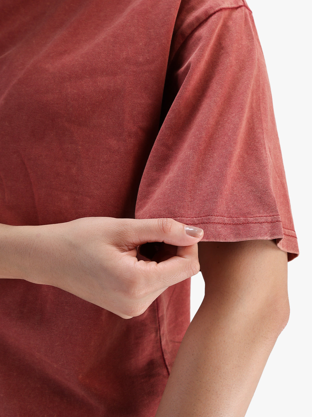 Women's Oversized Acid Wash T-shirt Rust Red